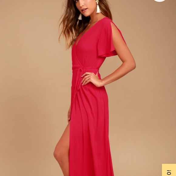 Lulu’s sexy red wrap maxi dress - Picture 4 of 5